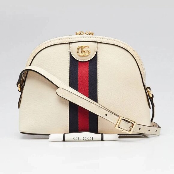 Gucci White Leather Vintage Web Small Ophidia Crossbody Bag - Picture 12 of 12